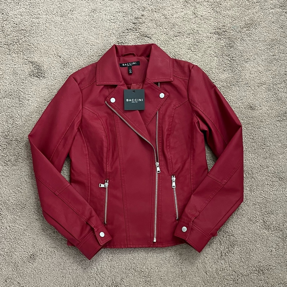 Maroon leather jacket new with tags